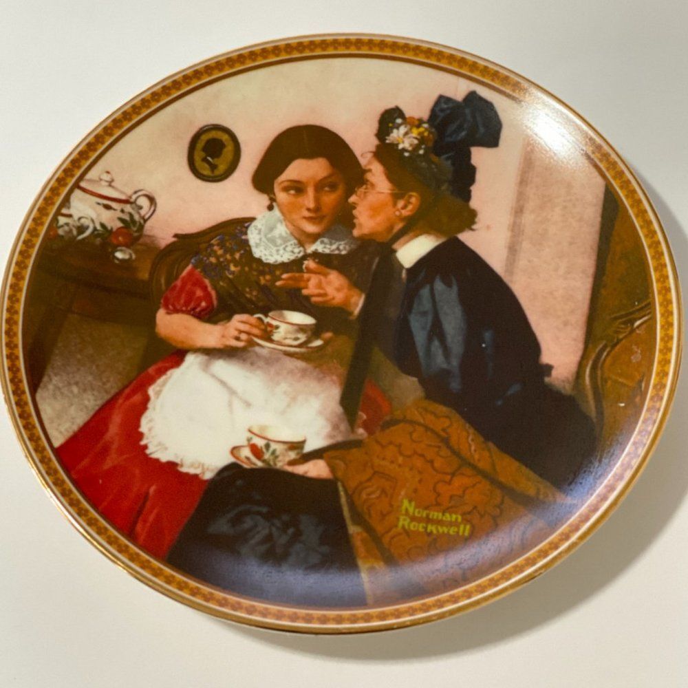 Norman Rockwell "Gossiping in‎ the Alcove" Collectors Plate 1983 6th Knowles Vtg